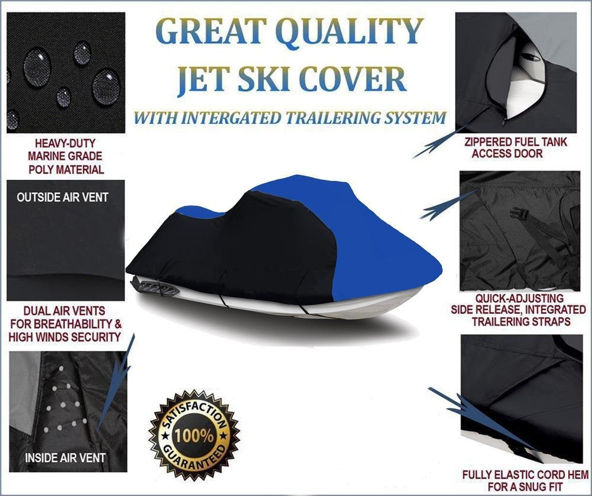 Black/Blue Heavy-Duty Cover Compatible For Sea Doo Sea-Doo Gtx 155 / Gtx 215 2008 2009 Jet Ski Watercraft Cover