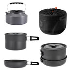 Aigear 3Pcs Camping Cookware Mess Kit, Non-Stick Camping Pan Pot Kettle, Lightweight Aluminum, Collapsible Portable Camping Cook
