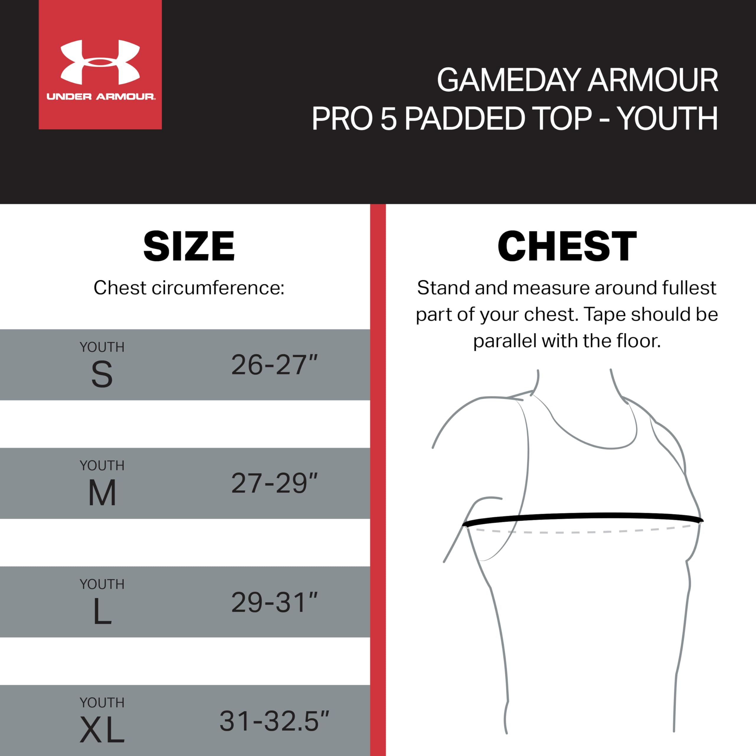 Gameday Armour Pro 5-Pad Top Youth Black Xl