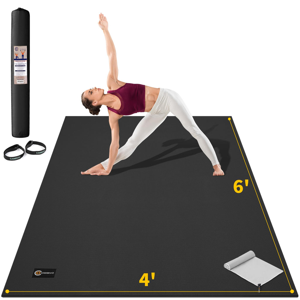 Cambivo Large Yoga Mat, Extra Thick Workout Mats For Home Gym, 6'X 4'X 8 Mm Non Slip Wide Exercise Mat For Pilates, Stretching O
