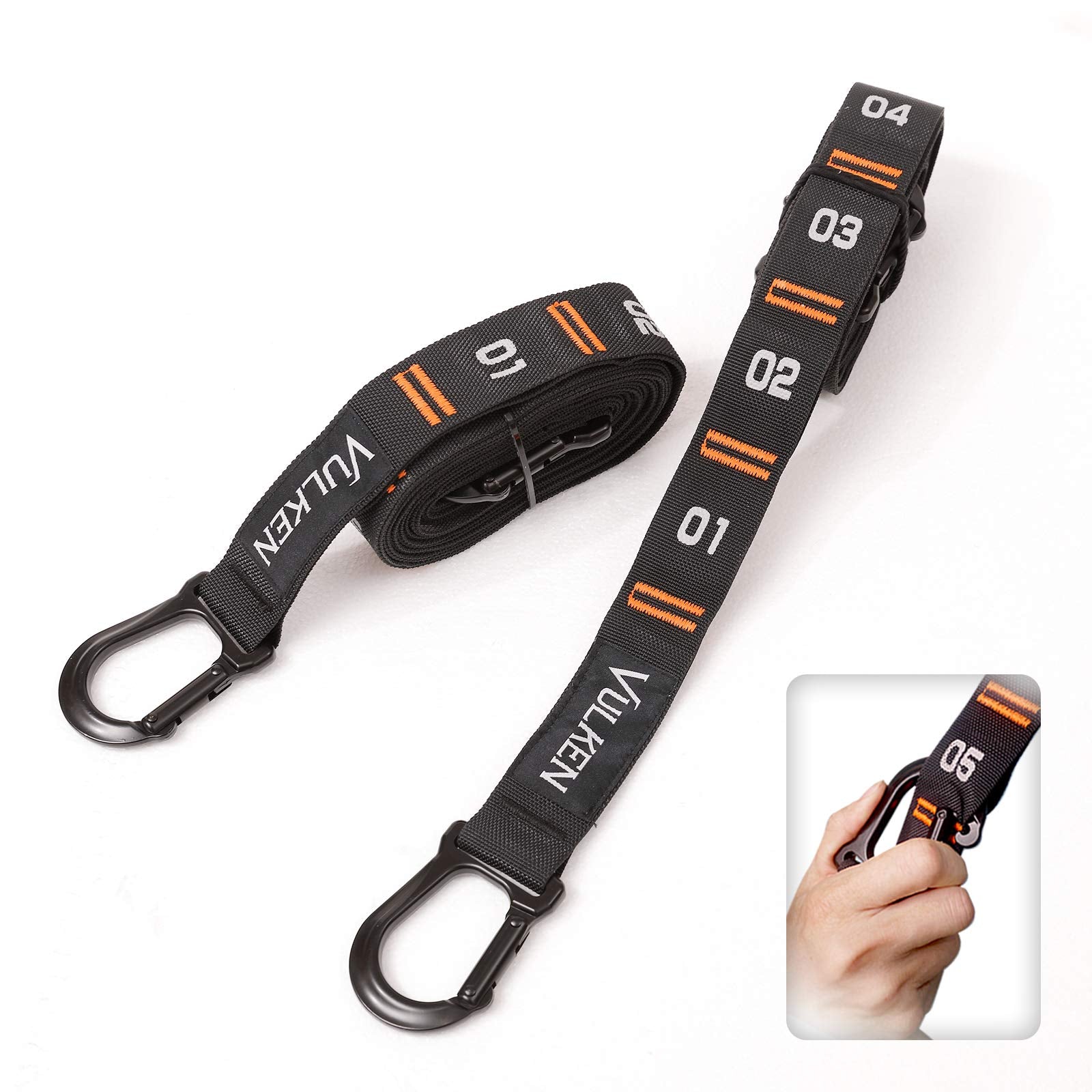 Vulken Adjustable Numbered Straps For Gymnastic Rings Carabiners Quick Hook System Easy To Set Up One Pair Strap Only
