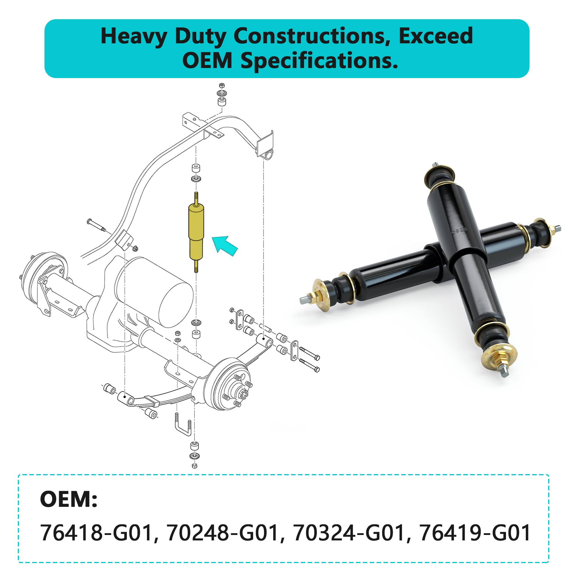 10L0L Golf Cart Front And Rear Shock Absorbers For Ezgo Txt Golf Carts 1994+ - Set Of 2