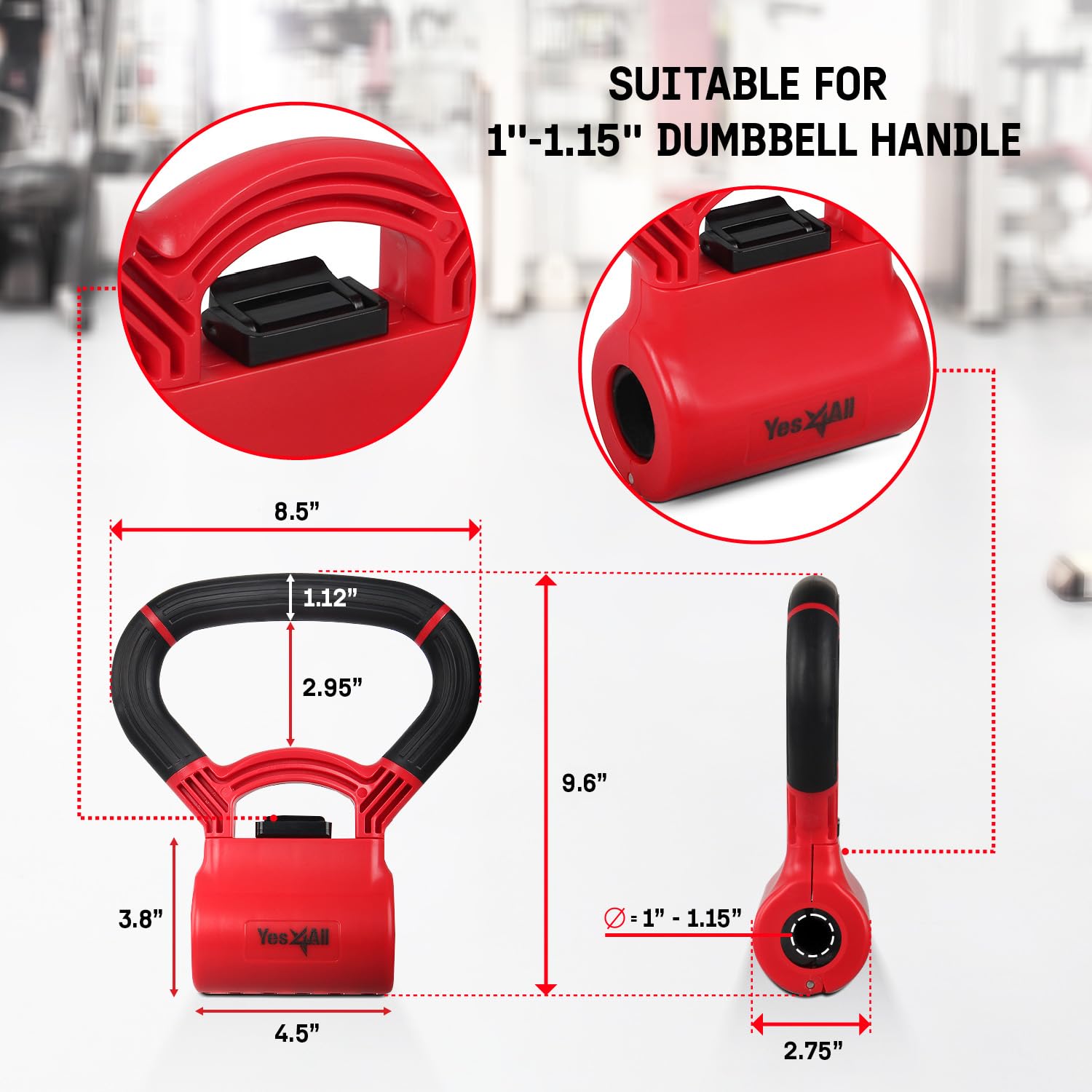 Yes4All Kettle Bell Grip/Weightlifting Kettlebell/Dumbbell Grip Handle - Convert Dumbbells Into Kettlebell For Home Gym
