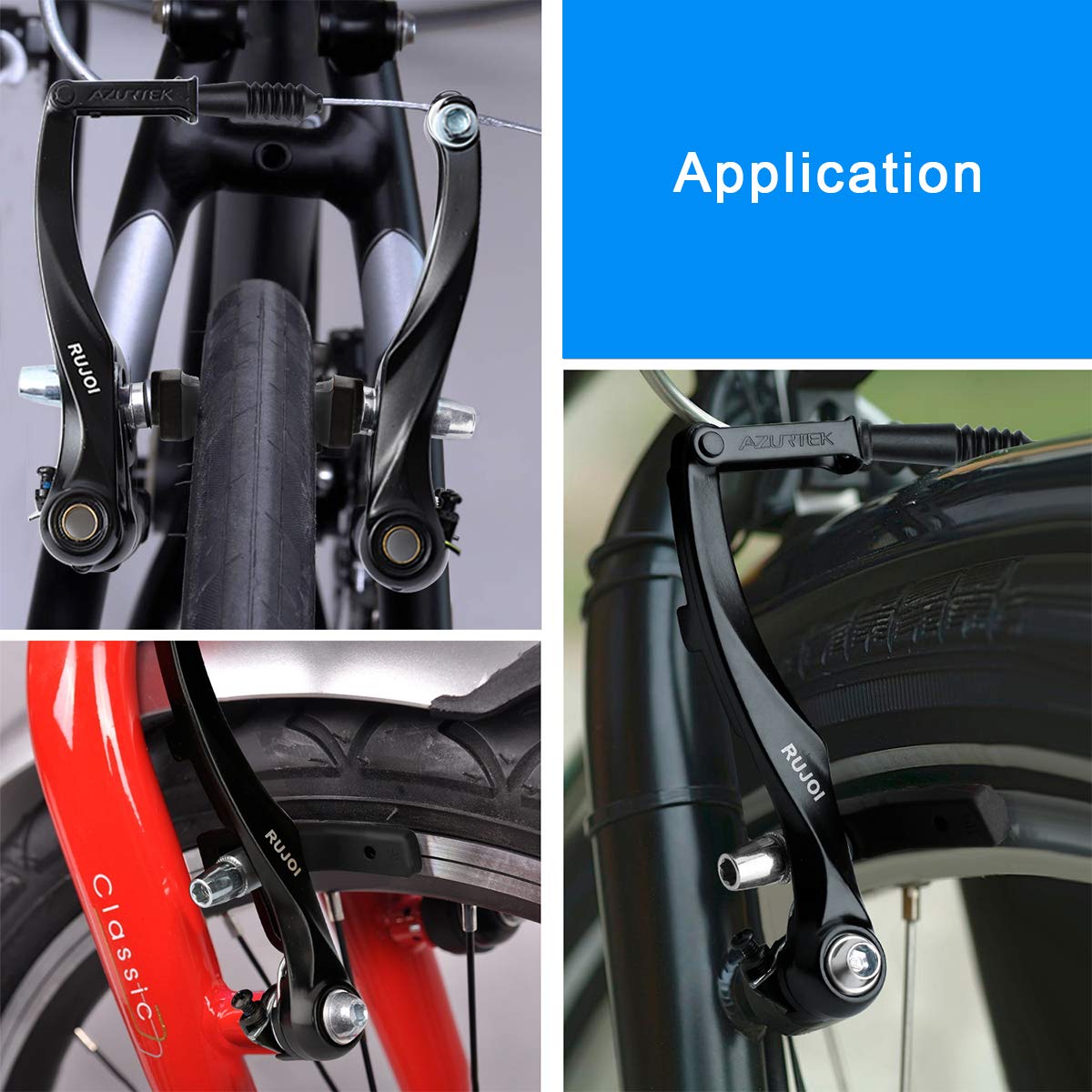 Rujoi 4 Pairs Bike Brake Pads Set, 70Mm V Brake Shoes With Hex Nuts And Washers, Replacement Set For Cruiser Mtb Mountain Bicycl