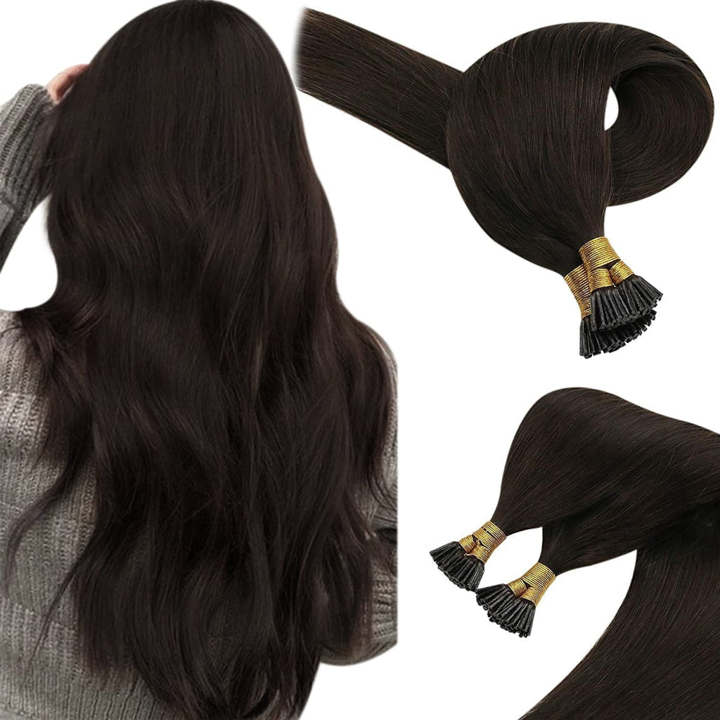 Sunny I Tip Hair Extensions Human Hair Dark Brown I Tip Real Human Hair Extensions Brown Pre Bonded I Tip Hair Extensions Real H
