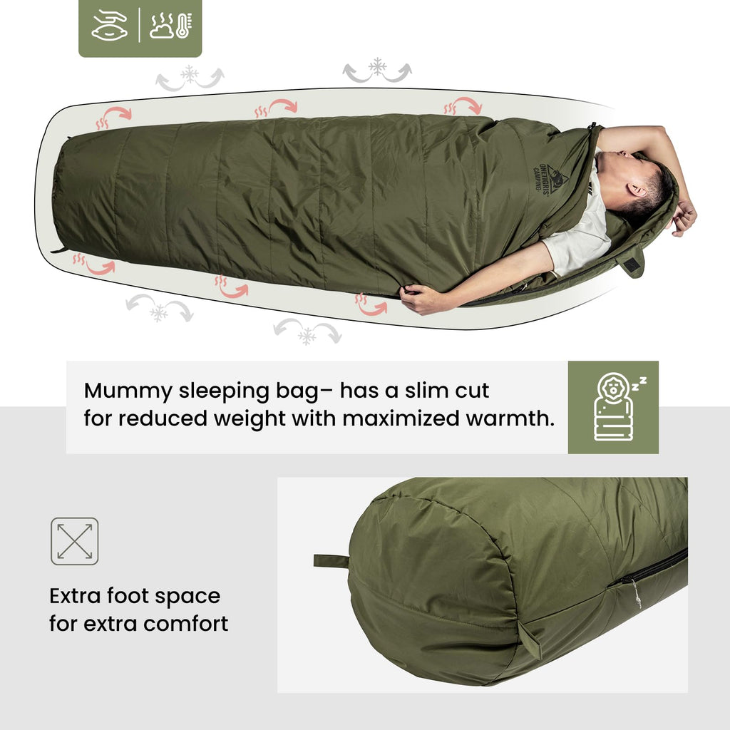 Onetigris Bushcrafter? Sleeping Bags, Mummy Sleeping Bag For Camping Hiking Backpacking, Survival Gear