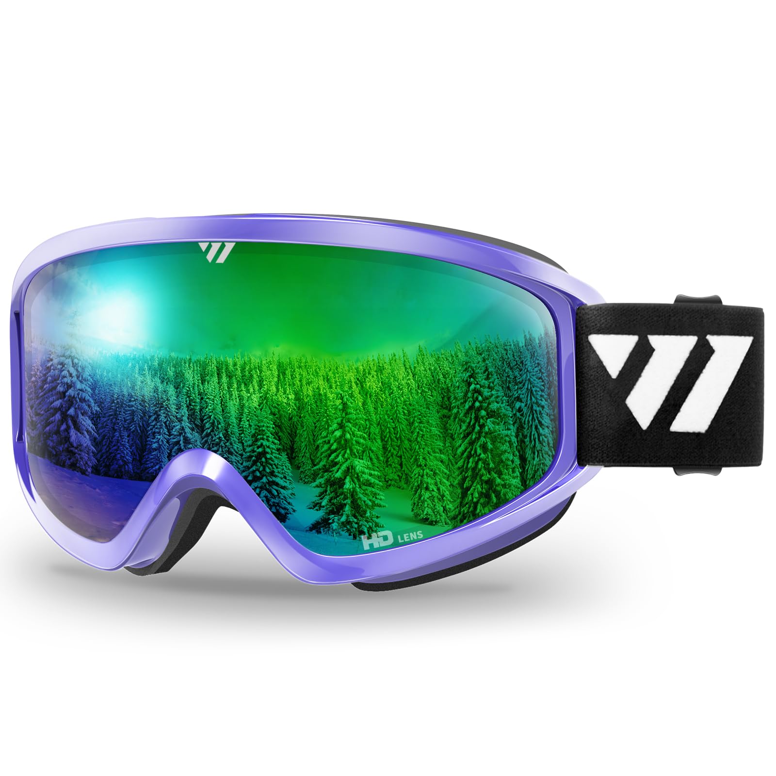 Wiston Ski Goggles - Otg Snow/Snowboard Goggles For Men, Women & Youth - 100% Uv Protection (Blue Frame/Green Lens)