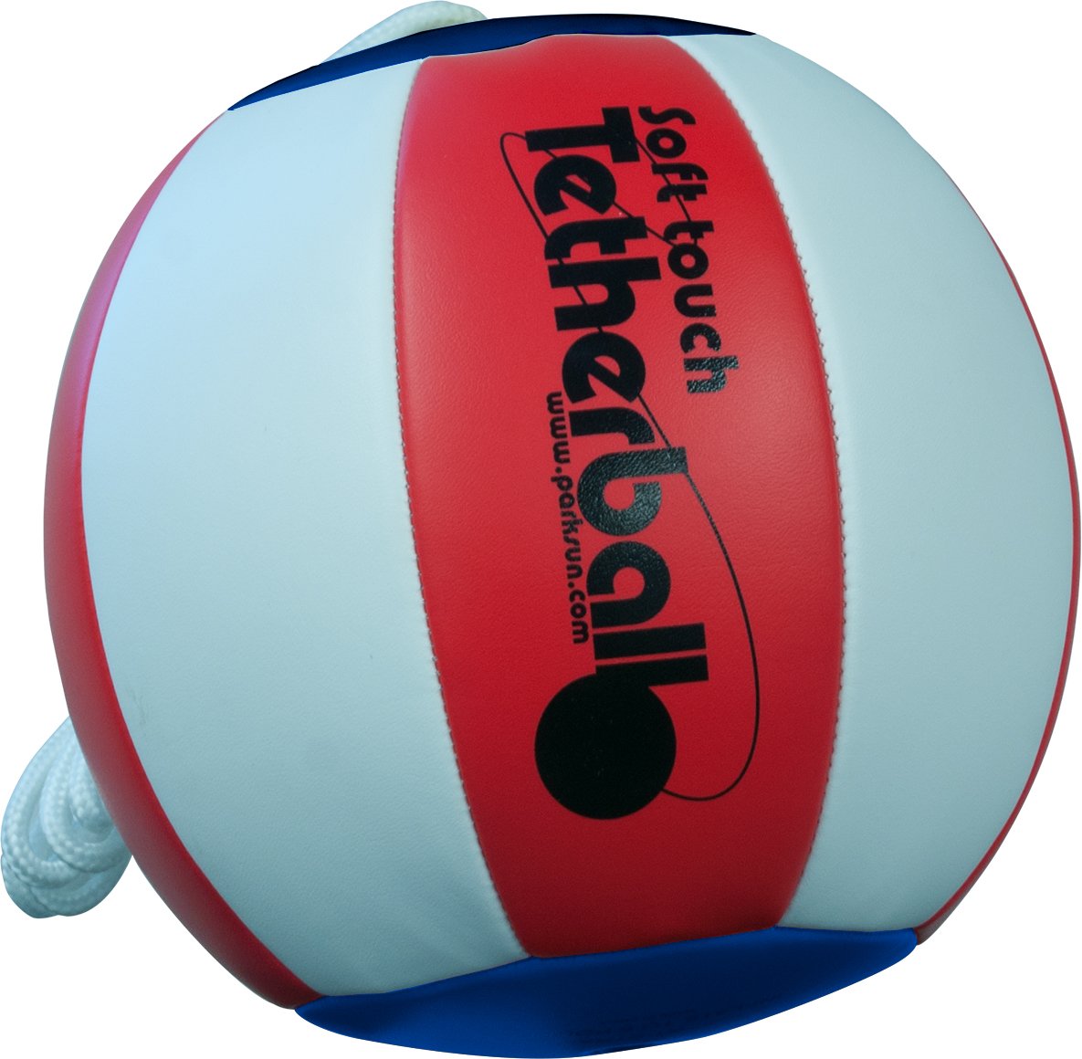 Park & Sun Sports Soft Touch Tetherball with 7 Nylon Cord and Clip, Americana (Red, White and Blue)