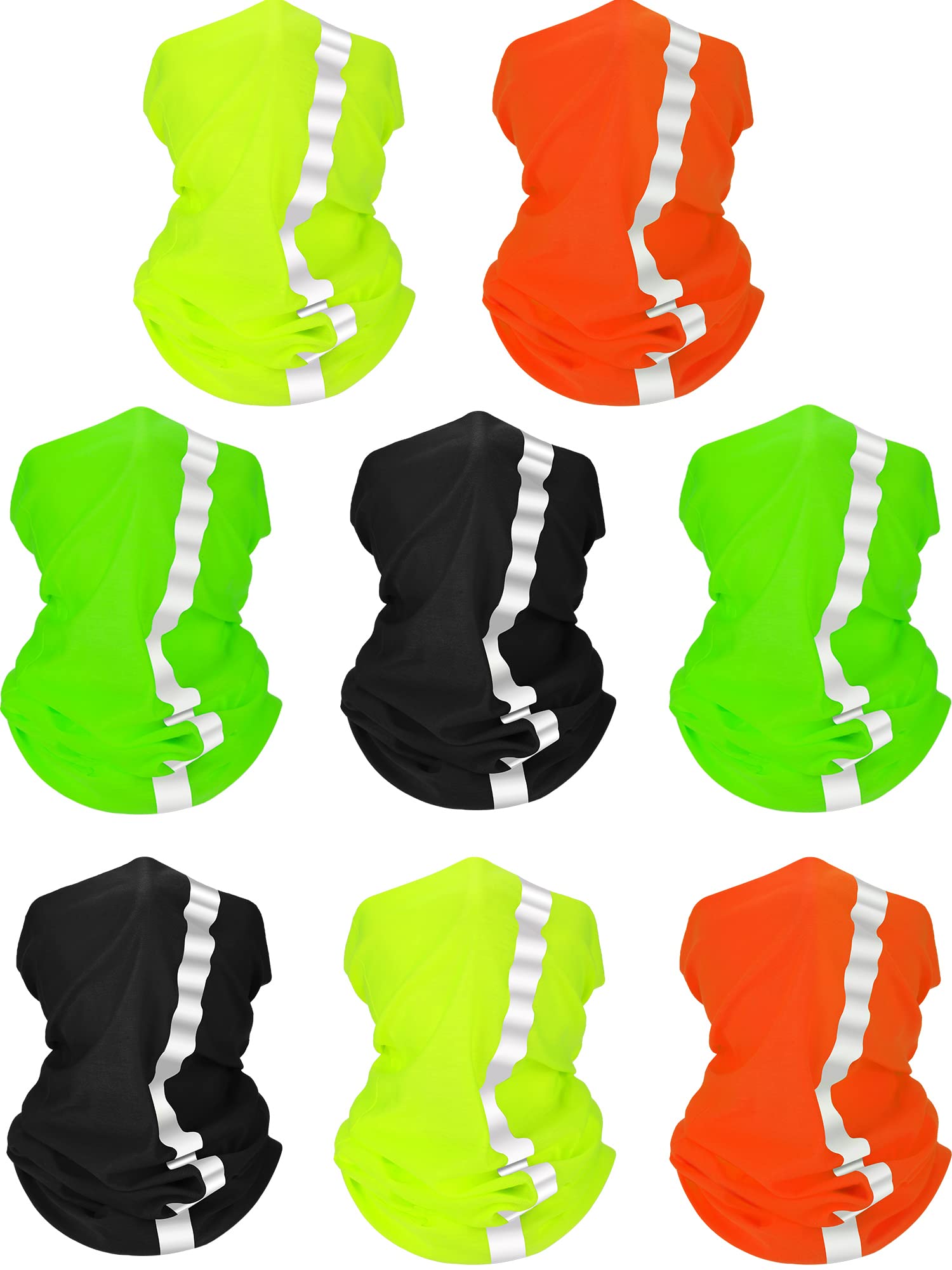 SATINIOR 8 Pcs Reflective Neck Gaiter Neon Safety Bandana Face Cover UV Sun Dust Wind Protection Mask Scarf for Men Women(Solid 