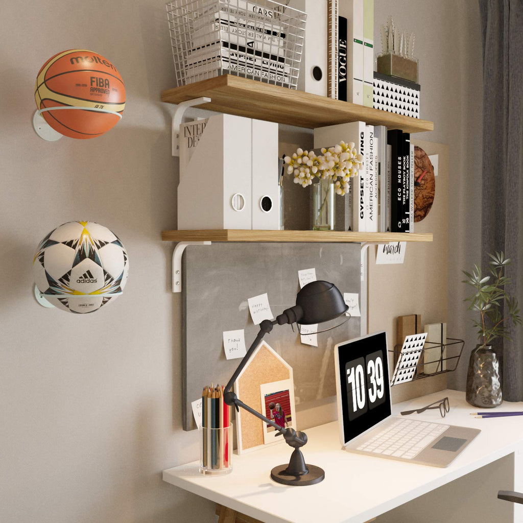 Wallniture Sporta Wall Mount Ball Storage, Ball Holder Organization And Storage Rack For Basketball, Football, Soccer Balls, Met