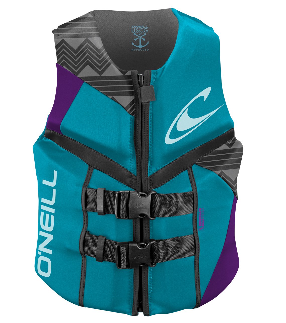 O'Neill Wetsuits Women'S Reactor Uscg Life Vest , Turquoise/Ultraviolet/Graphite, 10