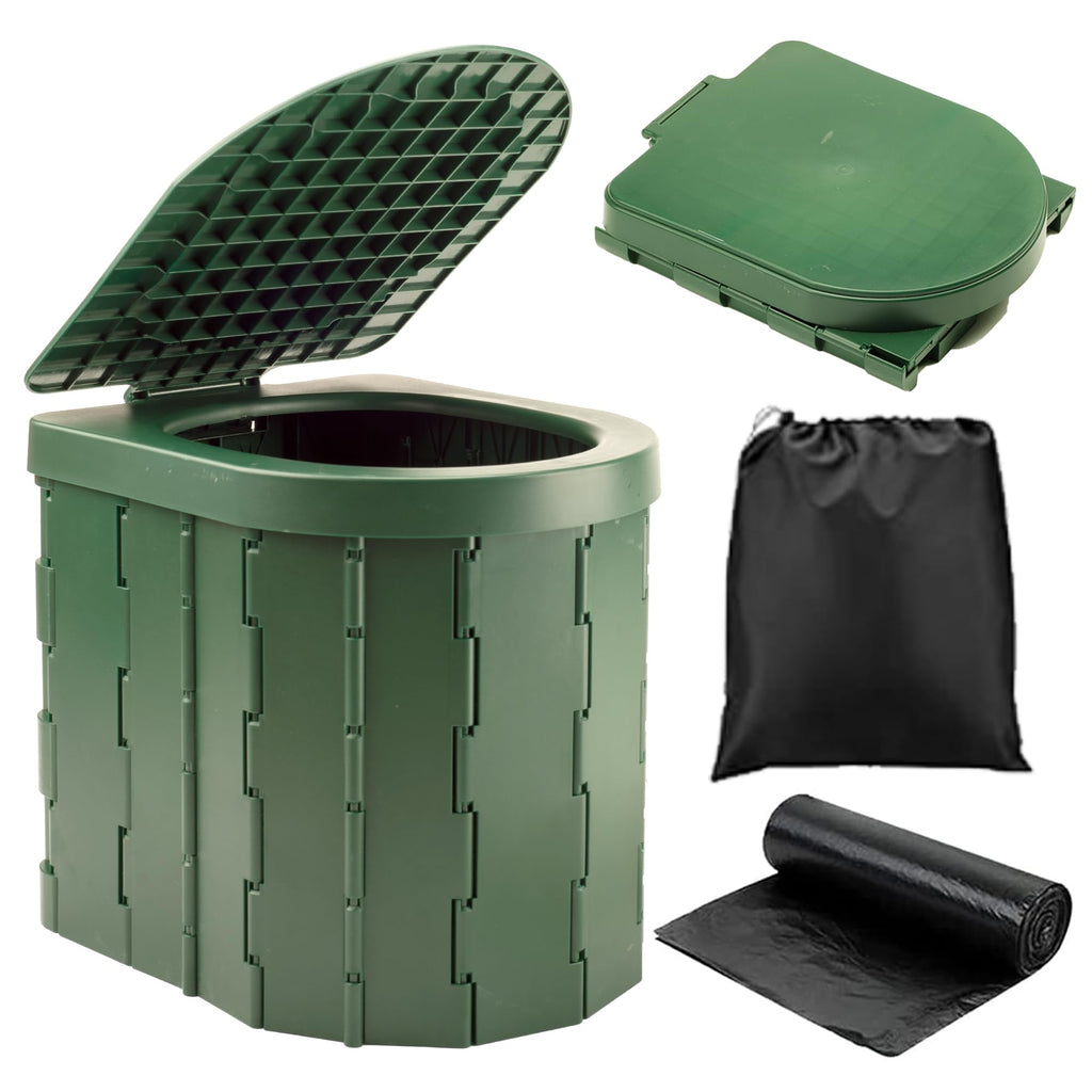 Kinspory Camping Toilet, Portable Toilet For Adults & Kids, Foldable Potty & Outdoor Emergency Sanitation Products, Trash Can, S