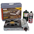 Grill Boss 90057 Dual Fuel Camp Stove  Works With Both Butane And Propane  Perfect For Camping & Hiking  Emergency Cooking Stove