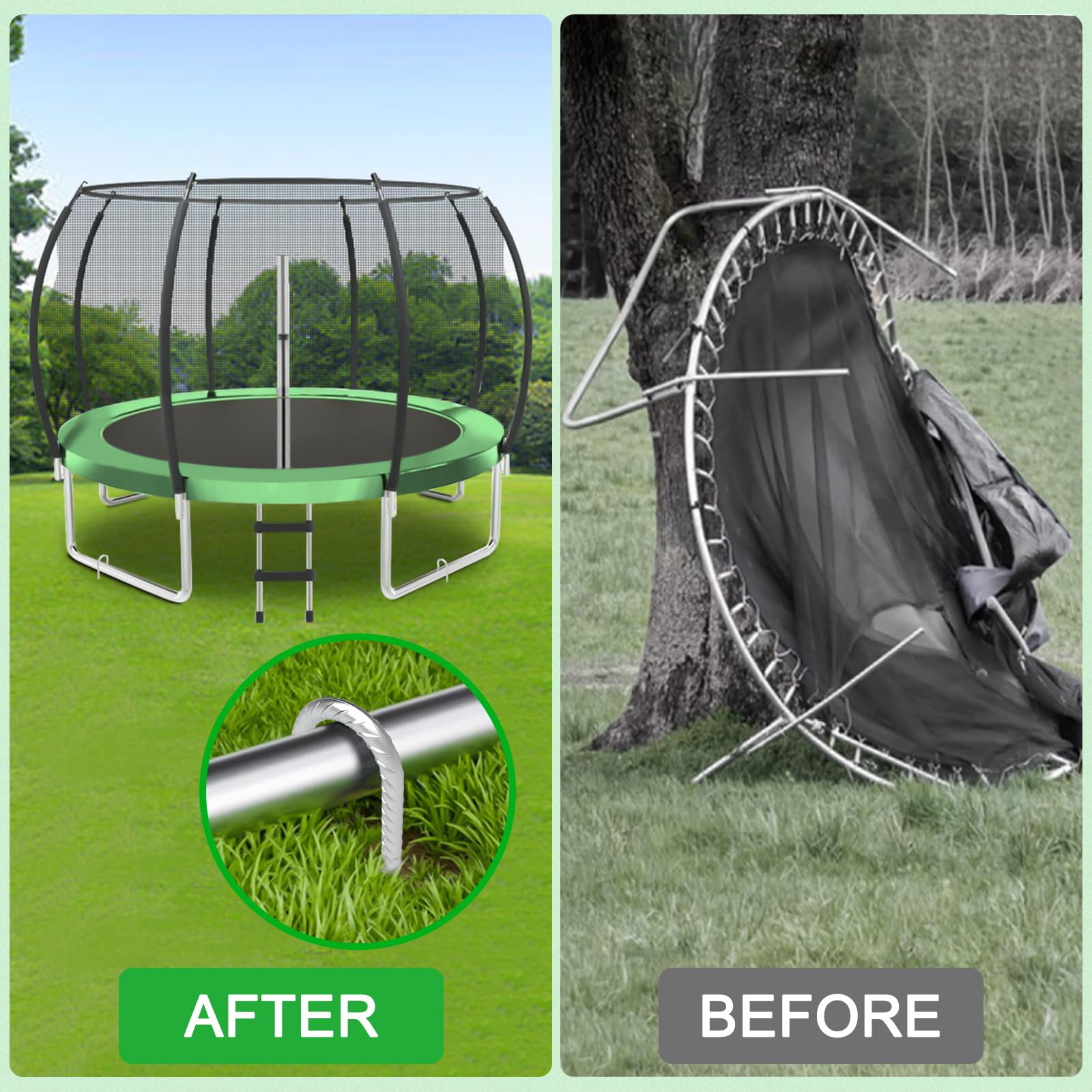 Ok5Star 16 Inch Trampoline Wind Stakes 4 Pack U Shaped Rebar Ground Stakes Galvanized Trampoline Stakes Heavy Duty Ground Anchor