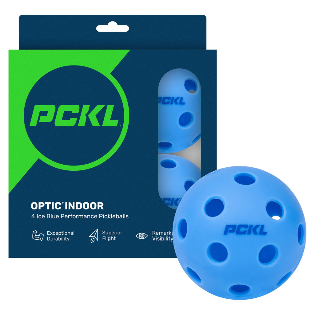 Pckl Optic Speed Pickleball Balls  Indoor & Outdoor  4 Pack Of Balls  Built To Usapa Specifications (Indoor Ice Blue)