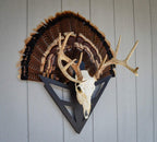 Do-All Outdoors Dead Deer Strut-N-Skull - Solid Steel Deer Mount - European Mount With Turkey Fan Display - Skull Mount Turkey T