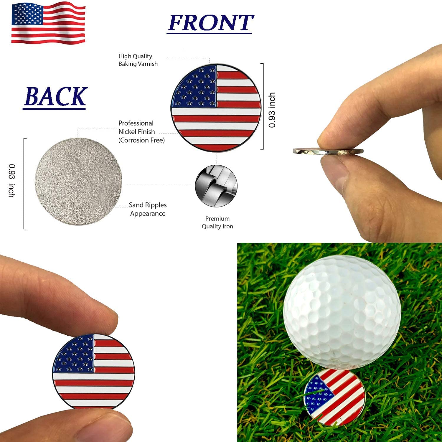 Amy Sport Golf Gloves Men Left Hand With Ball Marker 3 Pack For Right Handed Golfer Soft Leather Weathersof Grip Soft Mens Glove