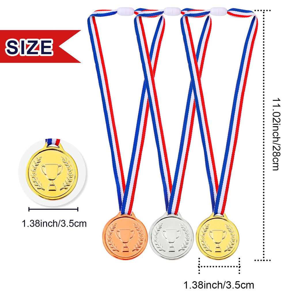 Pllieay 24 Pieces Plastic Winner Medals, Winner Award Medals, Gold Silver And Bronze Medals For Sports, Competition, Talent Show