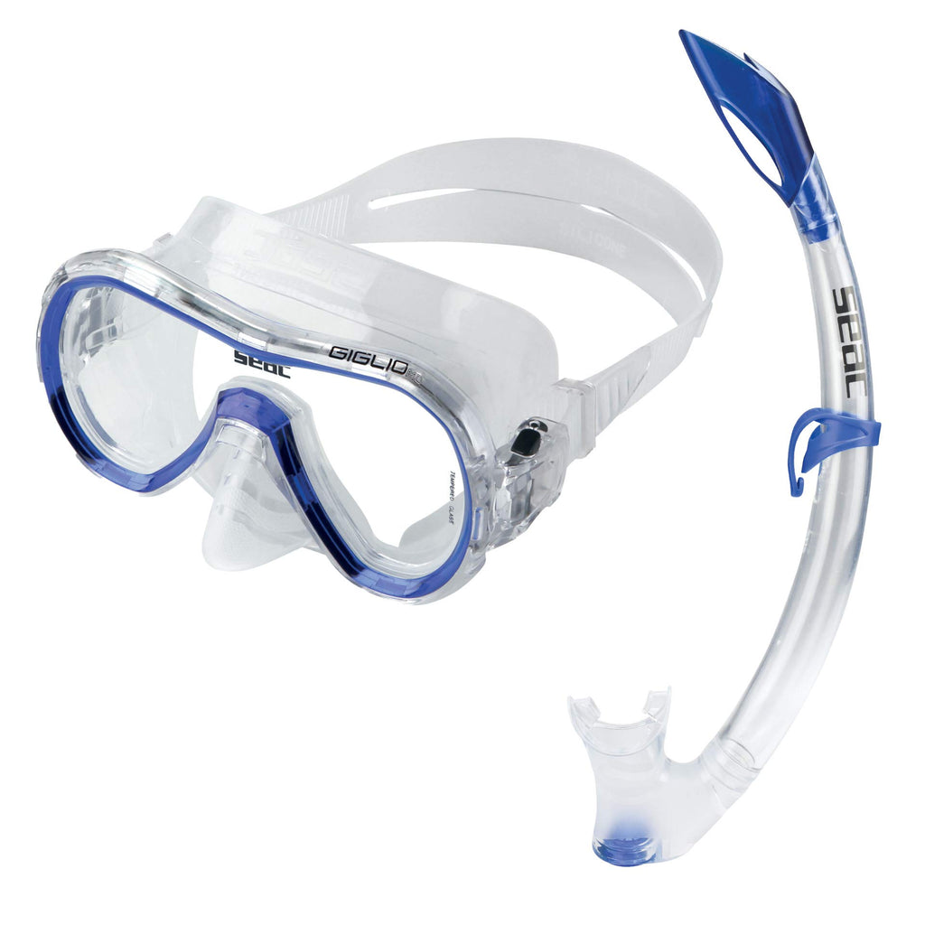 Seac Set Giglio Dry Valve, Snorkeling Set With Underwater Mask And Snorkel, Blue, Standard