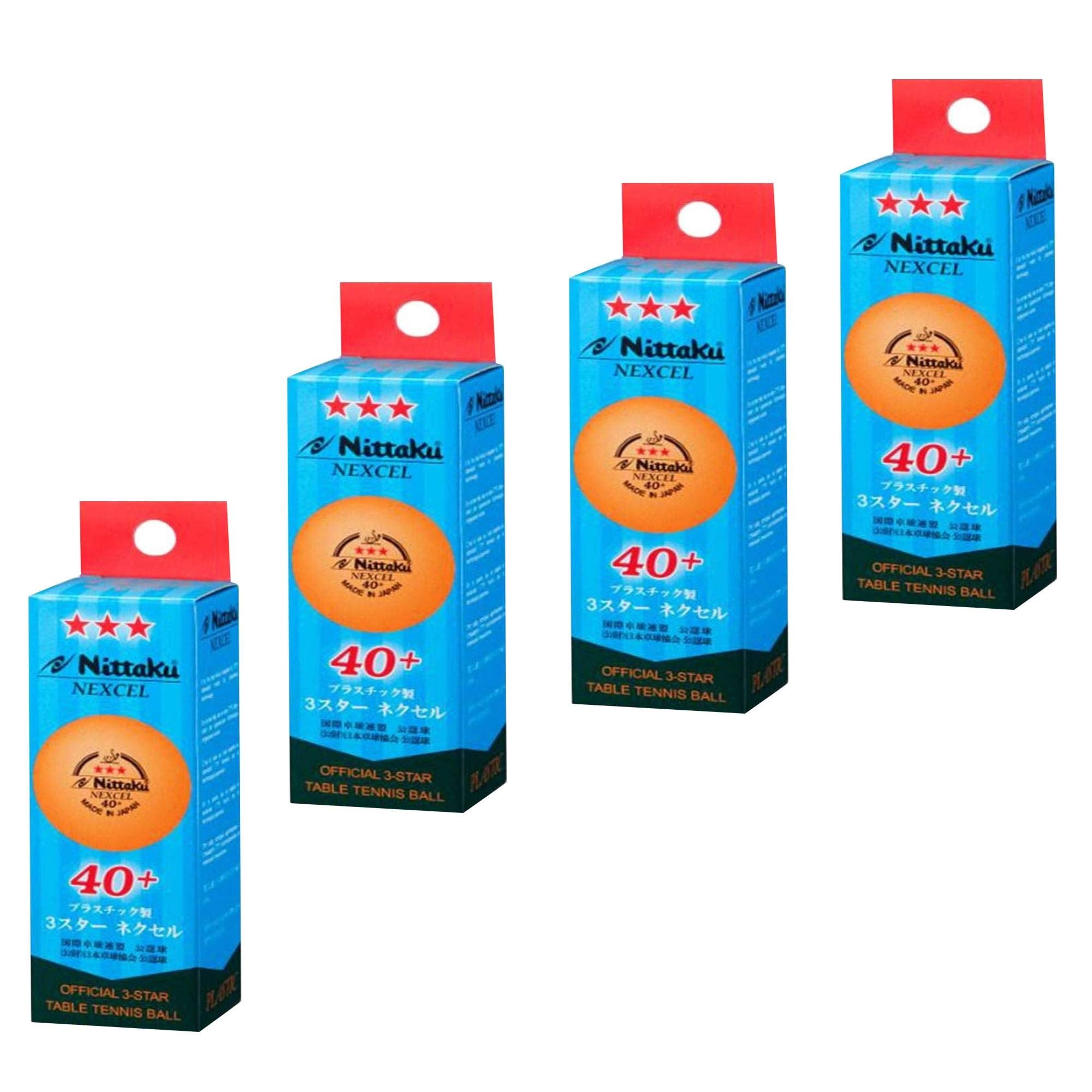 Nittaku 12 Balls Nexcel (Made In Japan) , New Material (Non-Celluloid), 3 Stars Table Tennis Ball + Free Racket Protection Edge