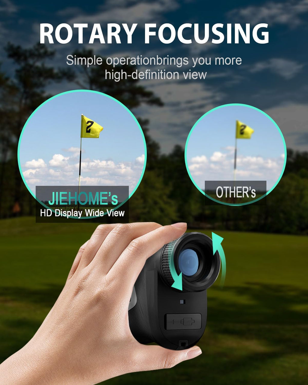 Jiehome Golf Rangefinder With Slope 1100 Yards Laser Rangefinders Golfing Flag Pole Locking Vibration Rechargeable Hunting Range