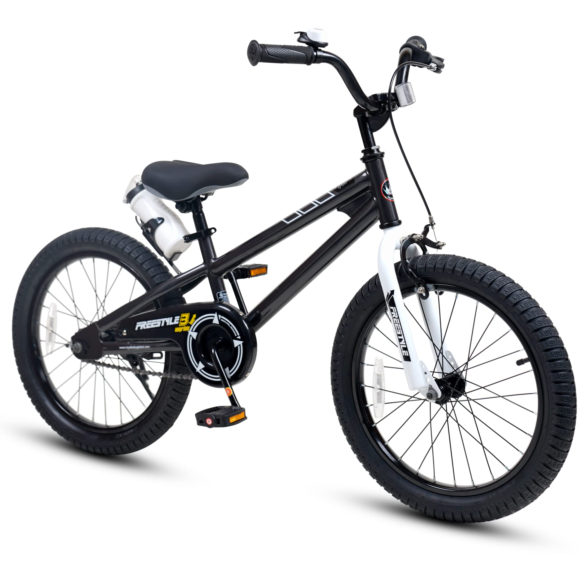 Royalbaby Freestyle Kids Bike Boys Girls 18 Inch Bmx Childrens Bicycle With Kickstand For Ages 5-8 Years, Black