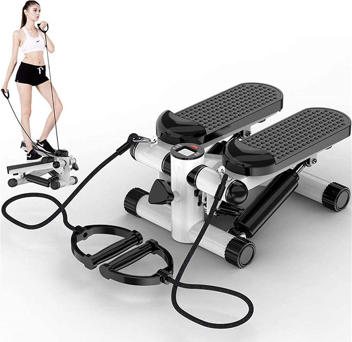 Dolphy Twist Stepper Machine with Resistance Bands, LCD Monitor and Height Adjustable Stepper Exercise Equipment | Tone Your But