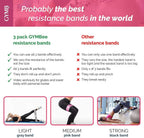 Gymbee Resistance Bands For Working Out, 3 (Pink, Cyan, Lavender) - Men/Women Exercise Bands, Glutes, Thighs, Legs - Non-Slip Cl