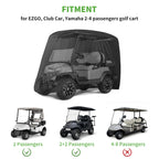 10L0L Universal 2-4 Passenger Golf Cart Cover For Ezgo, Club Car And Yamaha, Waterproof Sunproof And Durable, Black
