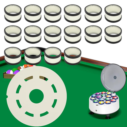 16 Balls Agility Edition Billiard Ball Cleaner Kit - 2-in-1 Wool Felt Pads &16 Wool Rings for Table Ball Machine, Compatible Bil