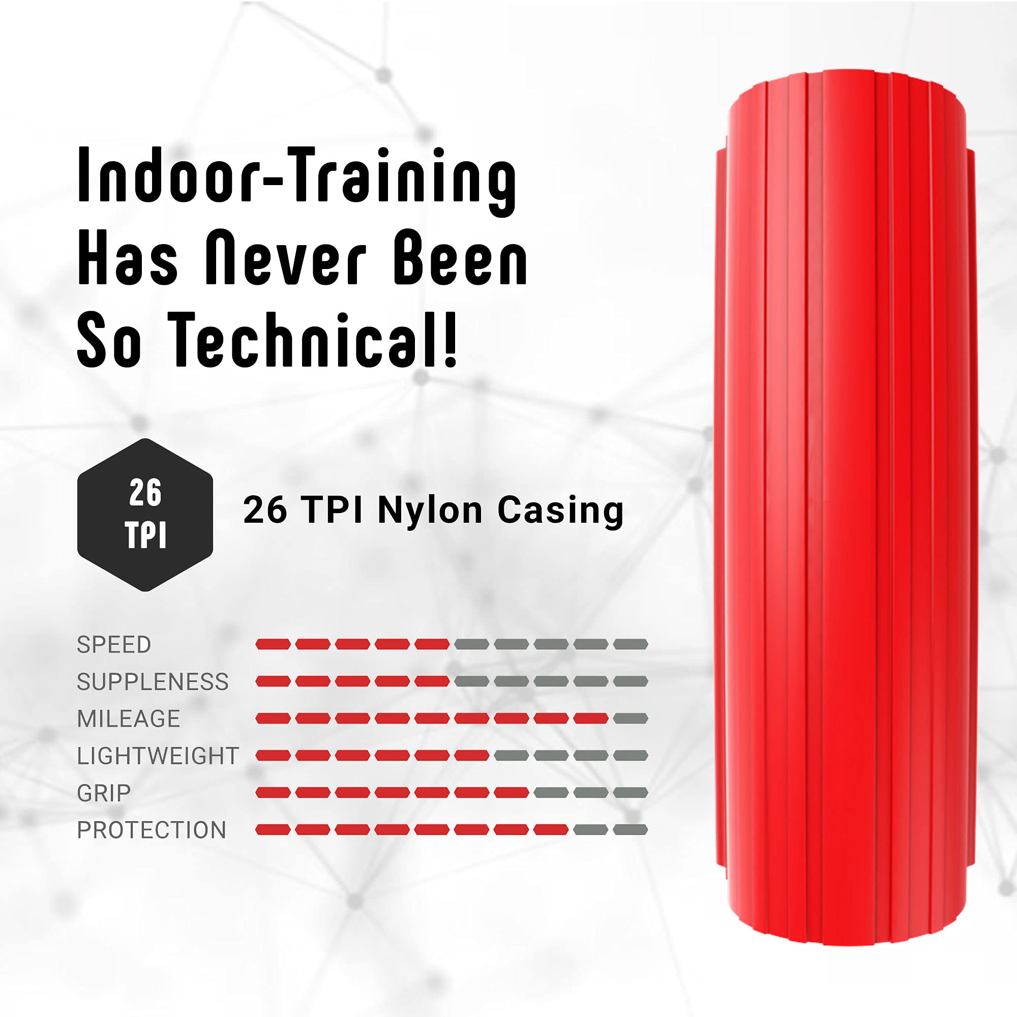 Vittoria Zaffiro Pro Home Trainer Tire - Indoor Bike Trainer Tire - Foldable Training Bicycle Tire (Red, 700X23C)