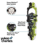 Yukon Charlie'S Sherpa Snowshoe Kit, 9-Inch X 30-Inch, Includes Snowshoes, Trekking Poles And Travel Bag
