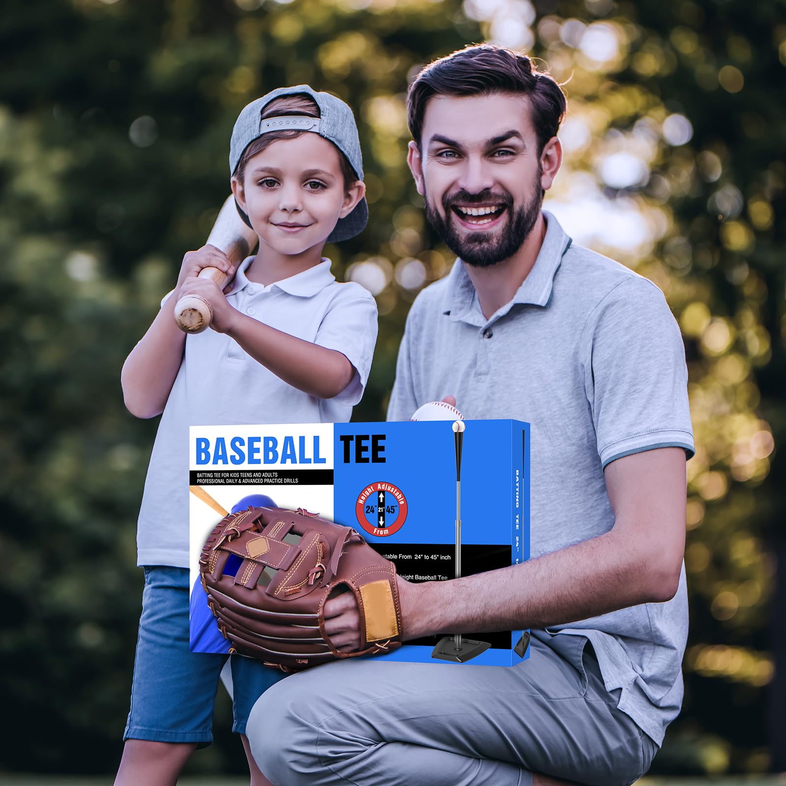 Portable Batting Tee For Baseball/Softball, Tees Height Adjustment From 24-45 Inch, Baseball Tees For Hitting With Heave Duty Ba
