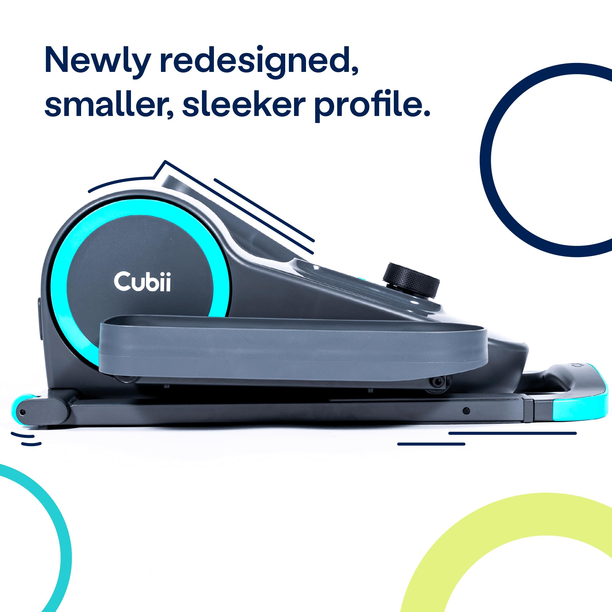 Cubii Go Aqua - Compact Whisper Quiet Under Desk Elliptical With Lcd Monitor, Adjustable Resistance, Portable Design With Telesc