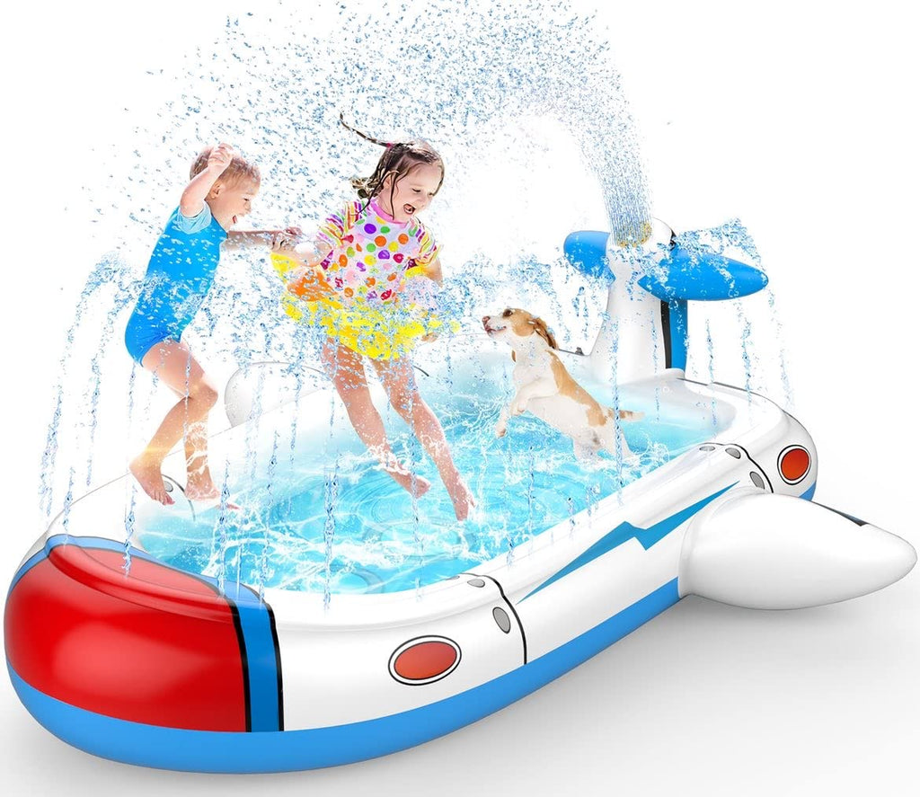 Kiddie Pool For Toddlers, Splash Pad For Kids Ages 4-8, 68'' Inflatable 3-In-1 Swimming Pool, Backyard And Outside Sprinkler Pla