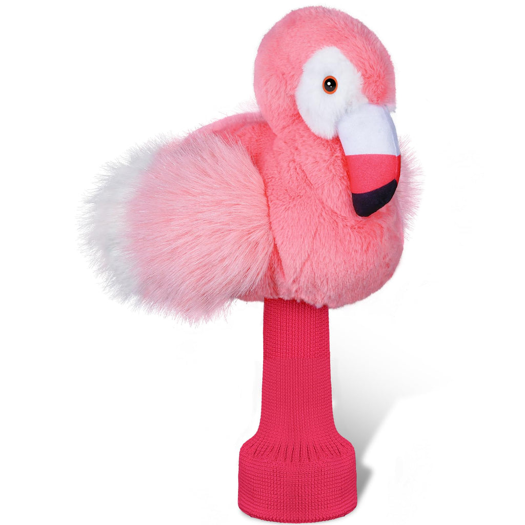Mytag Pink Flamingo Driver Headcover Funny Golf Headcover Plush Cushioning Protect Long Sock Cover Club Shaft
