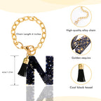 Letter Charm Accessories for Stanley Cup 1 PCS Cute Initial Keychain Handle Charm for Stanley Tumbler for Women Black Letter N