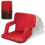Oniva - A Picnic Time Brand Ventura Reclining Stadium Seat With Back Support - Bleacher Seat - Beach Floor Chair, (Red)