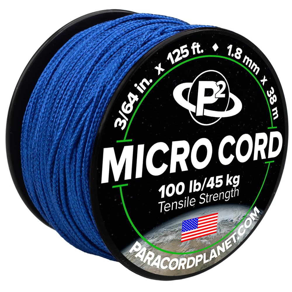 Paracord Planet Micro Paracord - Thin Braided Cord For Crafting, Fishing, And Diy Projects In 125 Ft Spools - Royal Blue