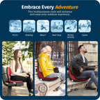 Alpcour Folding Stadium Seat - Deluxe Outdoor Camping Reclining Waterproof Cushion Chair For Bleachers - Best 6-Position Back Su