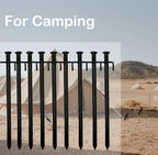 Cheardia 20 Pack Tent Stakes Heavy Duty, 10 Inch Outdoor Camping Pegs Stakes Black Metal Ground Stakes Spikes For Tent Tarp Cano
