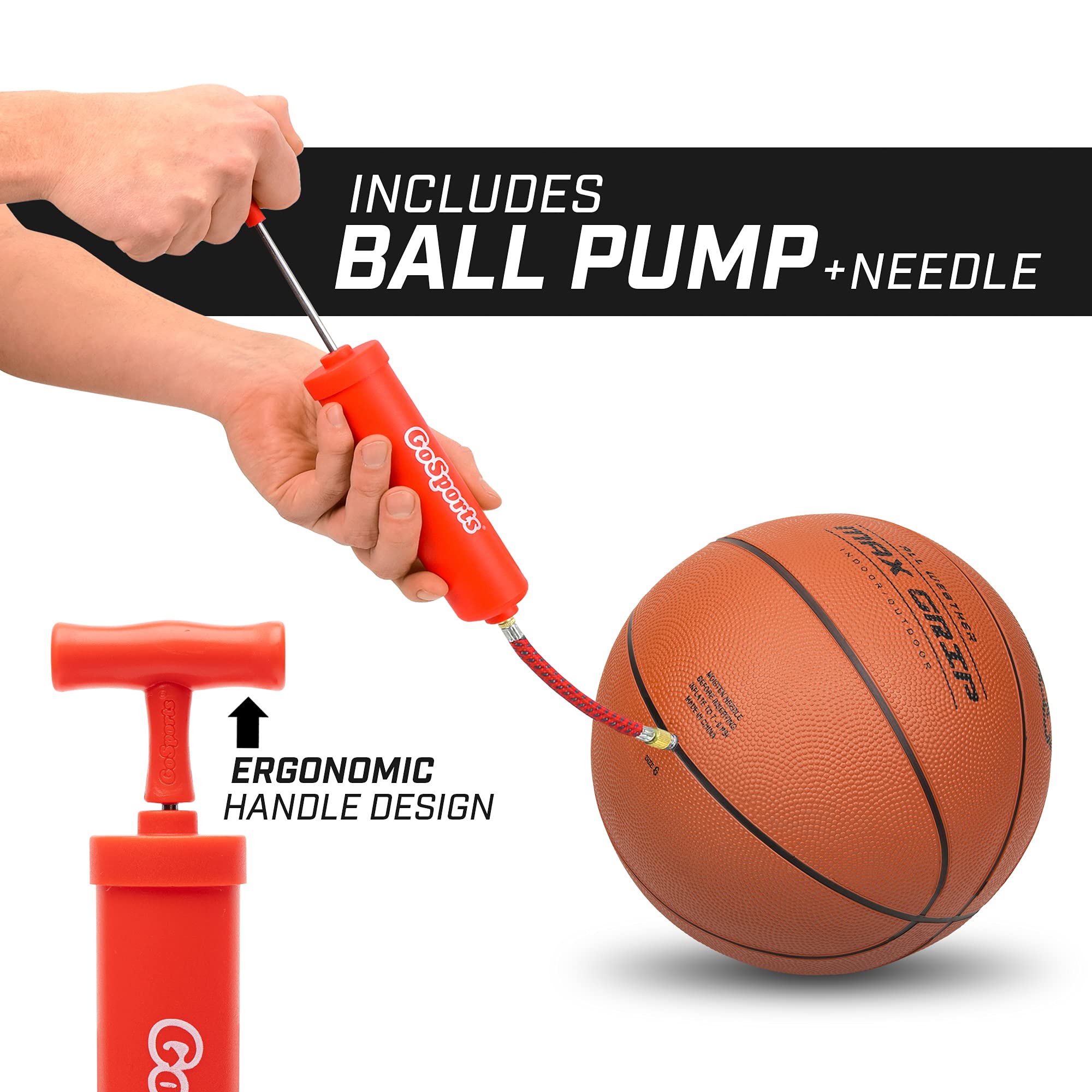 Gosports Indoor / Outdoor Rubber Basketballs - Six Pack Of Size 7 Balls With Pump & Carrying Bag - Choose Your Size