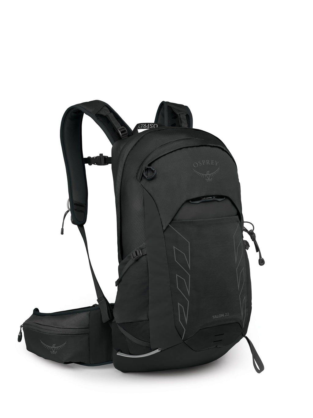Osprey Talon 22L Mens Lightweight Hiking Backpack - Small Daypack for Travel & Camping, Black/Coal Grey, Extended Fit