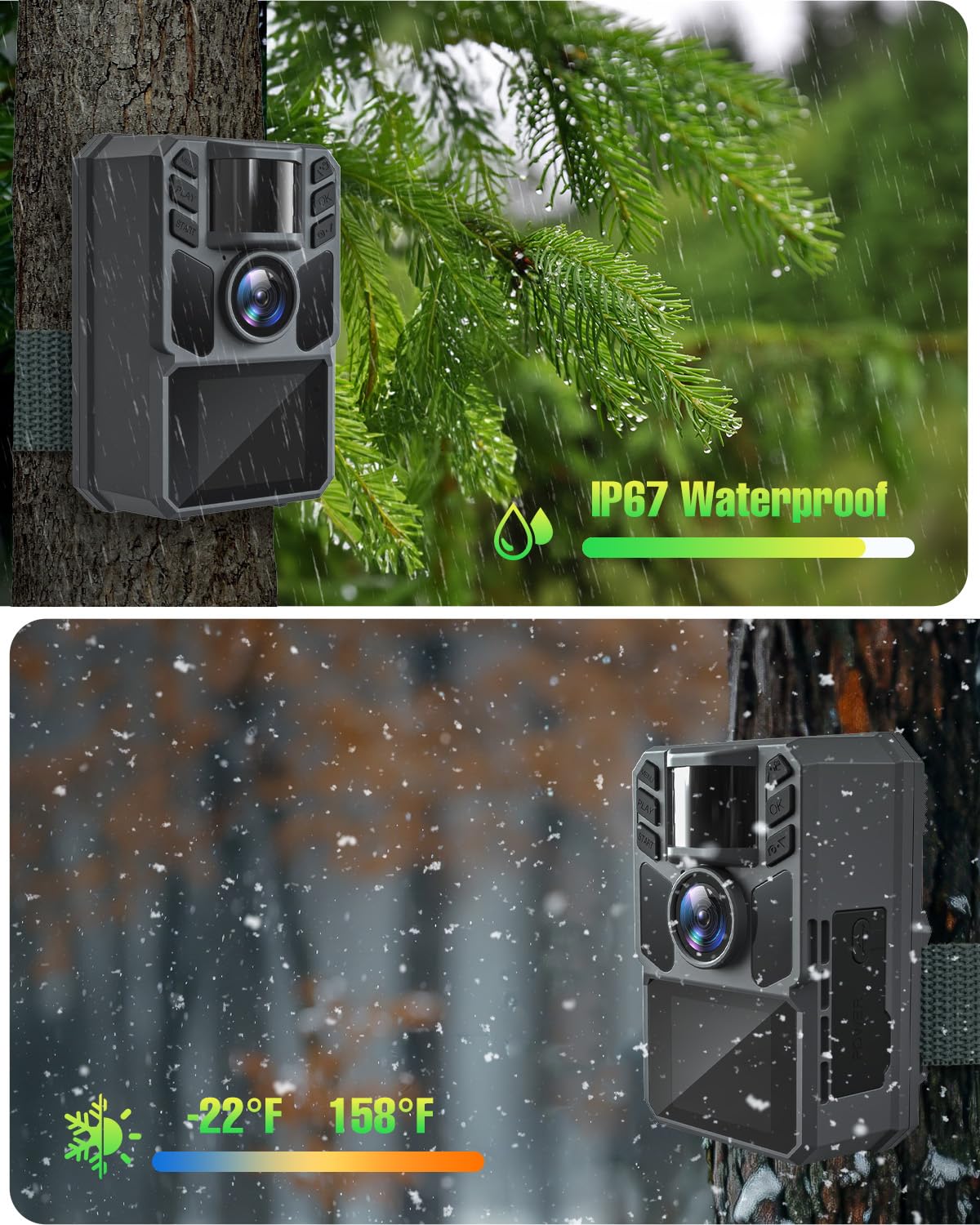 Fkpcam Trail Camera 4K 64Mp With 5000Mah Rechargeable Battery 64Gb Micro Memory Card Ip67 Waterproof, Night Vision, Motion Activ