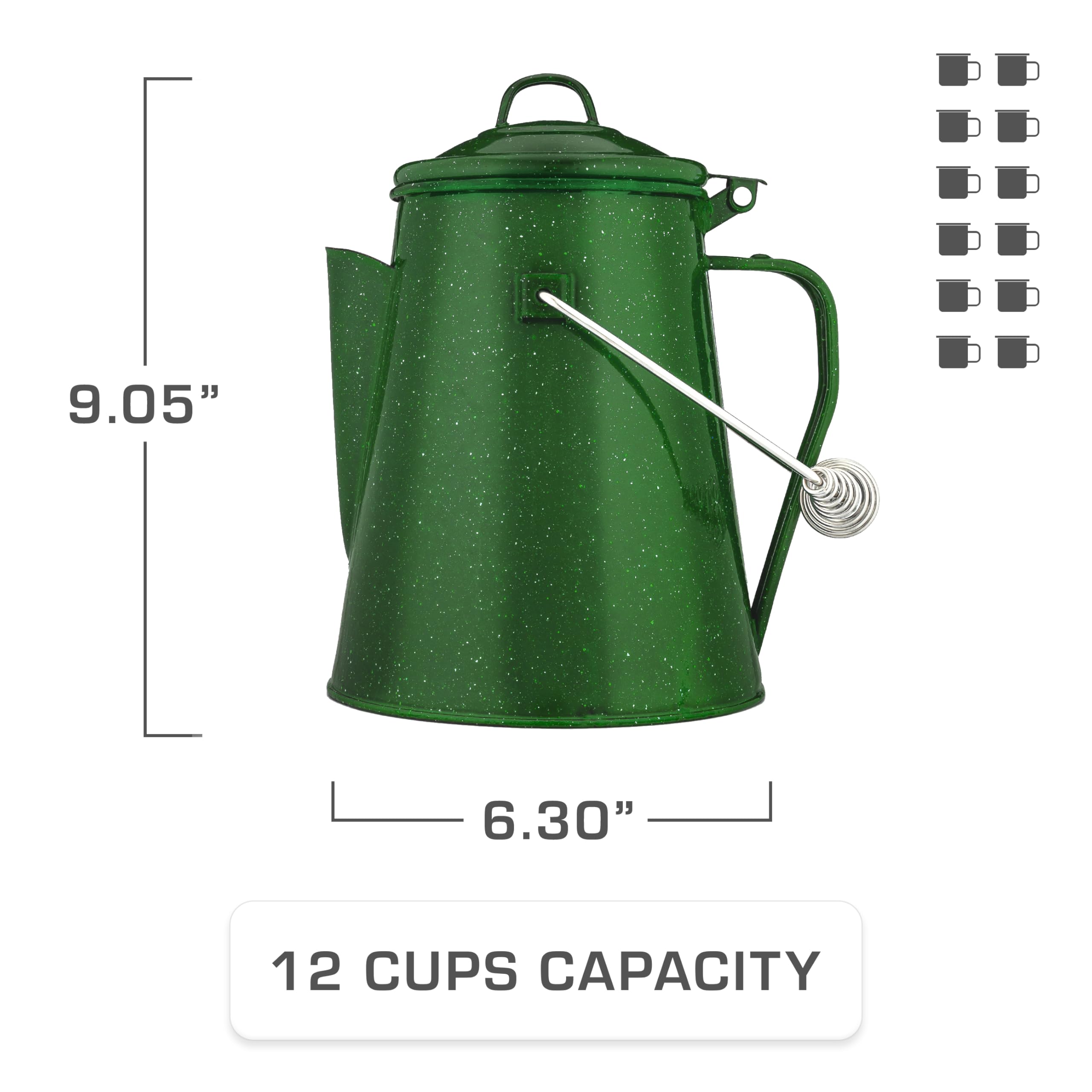 Coletti Classic Camping Kettle - Tea And Camp Kettle, No Aluminum Or Plastic, Ideal For Boiling Water (Green)