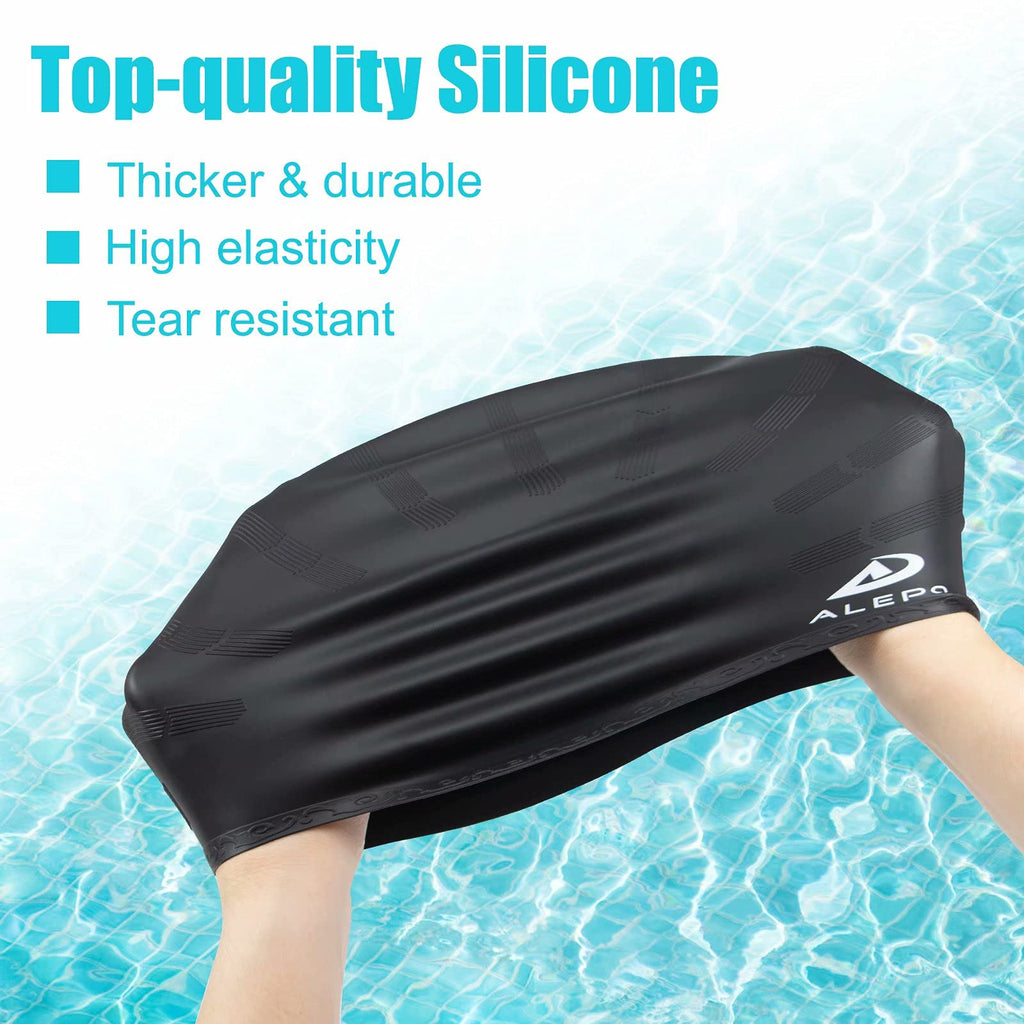 2 Pack Kids Swim Caps For Boys Girls, Durable Silicone Swimming Cap With 3D Ear Pockets For Age 3-15 Toddler Child Youth Teen, U