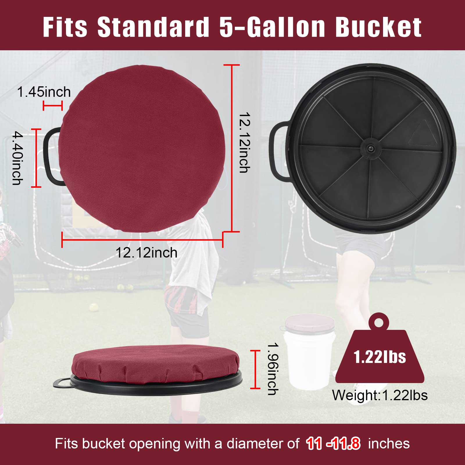 Foxtune 360-Degree Swivel Bucket Seat, 5 Gallon Bucket Lid, Spin Bucket Seat Cushion, Silent, Comfortable, Water-Resistant, For