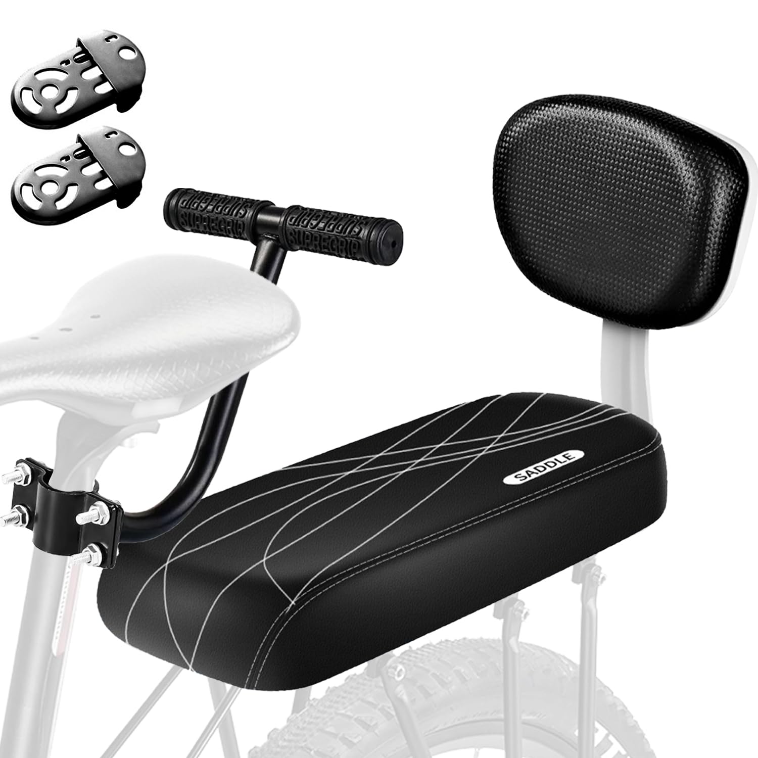 TOPCABIN Bicycle Manned Cushion Mountain Bike Back Shelf Seat Cushion Manned Comfortable Saddle Children Back Seat(Black-Armsres