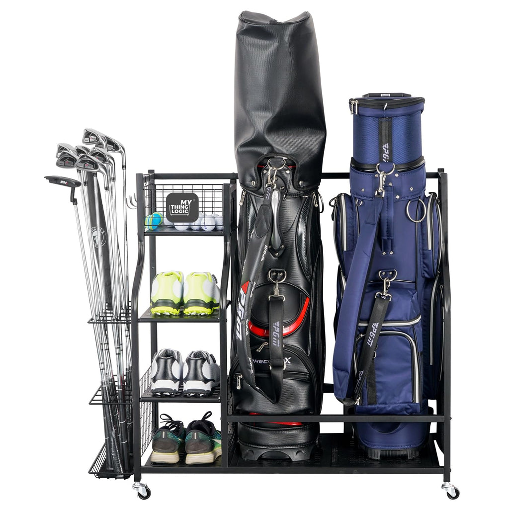 Mythinglogic Golf Storage Garage Organizer,Golf Bag Storage Stand And Other Golfing Equipment Rack,Extra Large Design For Golf C