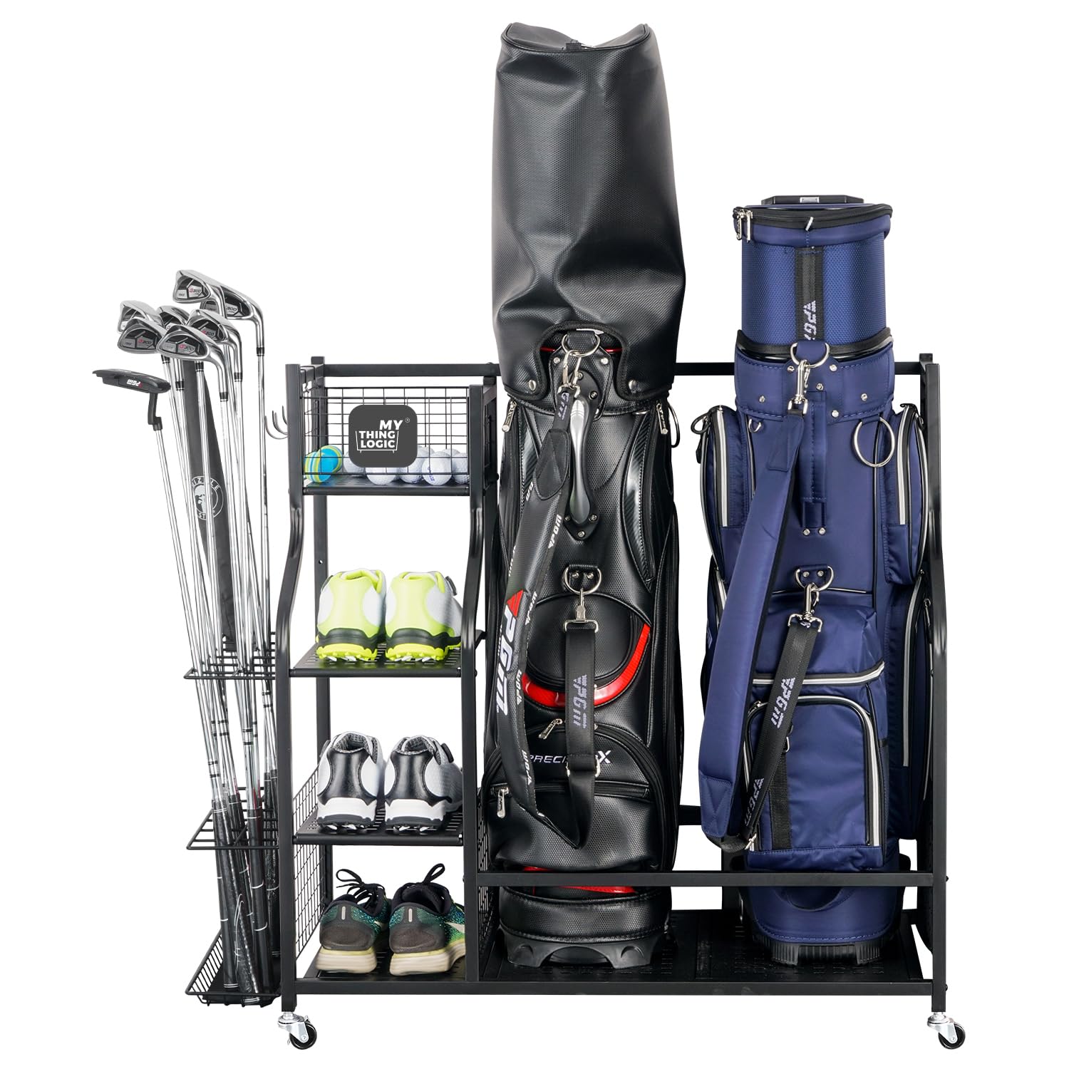 Mythinglogic Golf Storage Garage Organizer,Golf Bag Storage Stand And Other Golfing Equipment Rack,Extra Large Design For Golf C